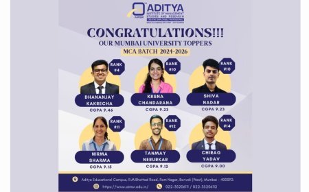 Aditya Institute of Management Studies and Research (AIMSR) Celebrates MCA Student Success with Top University Rankings